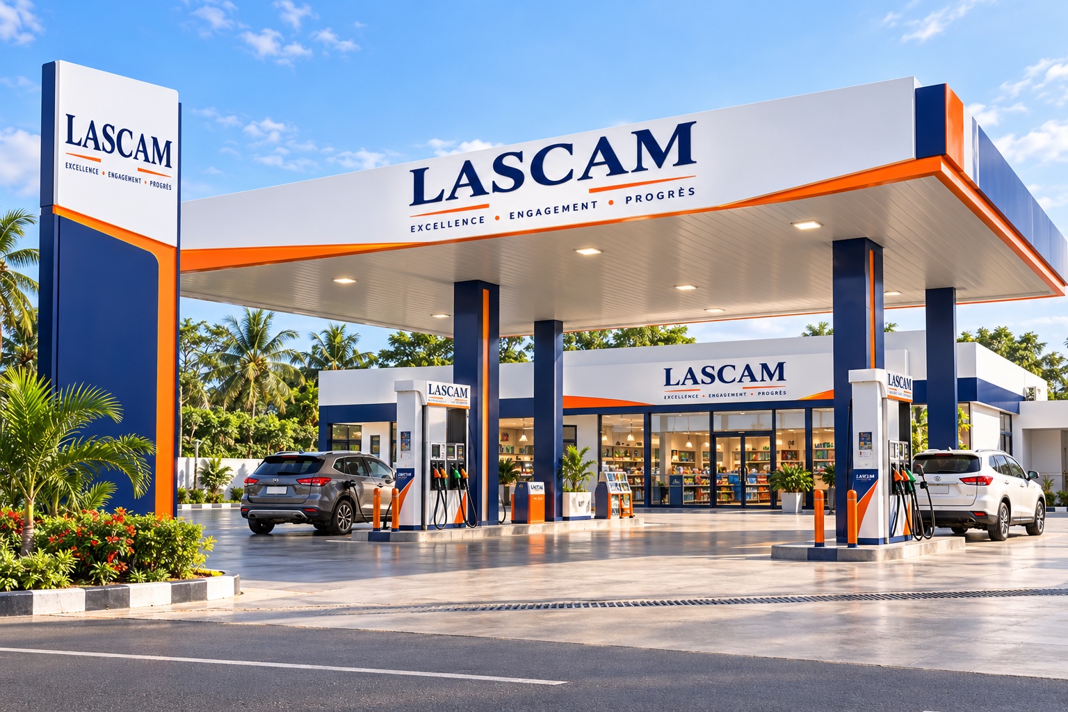 Station-service aux couleurs de LASCAM